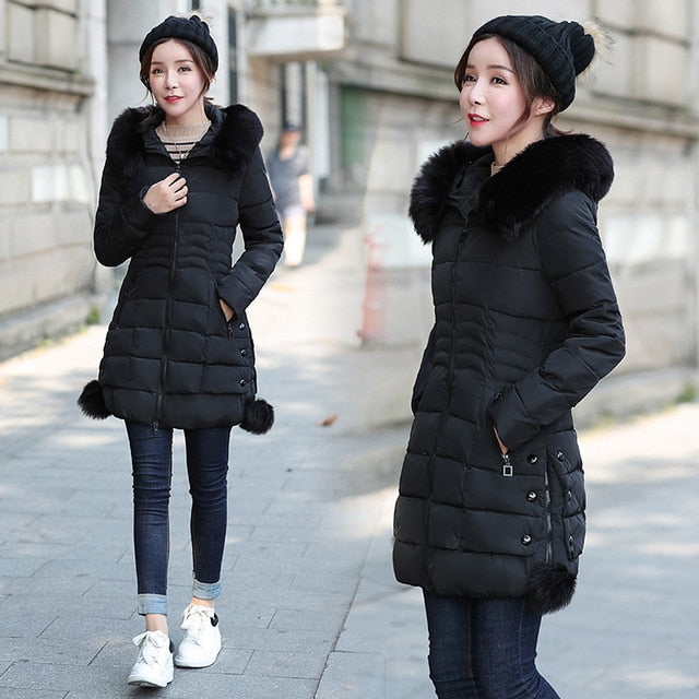 Women's Faux Fur Hooded Quilted Winter Parka Jacket - Image 8