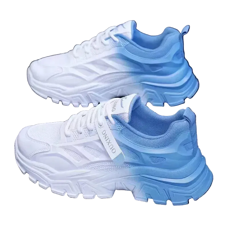 Women's Breathable Platform Sneakers - Gradient Mesh Design