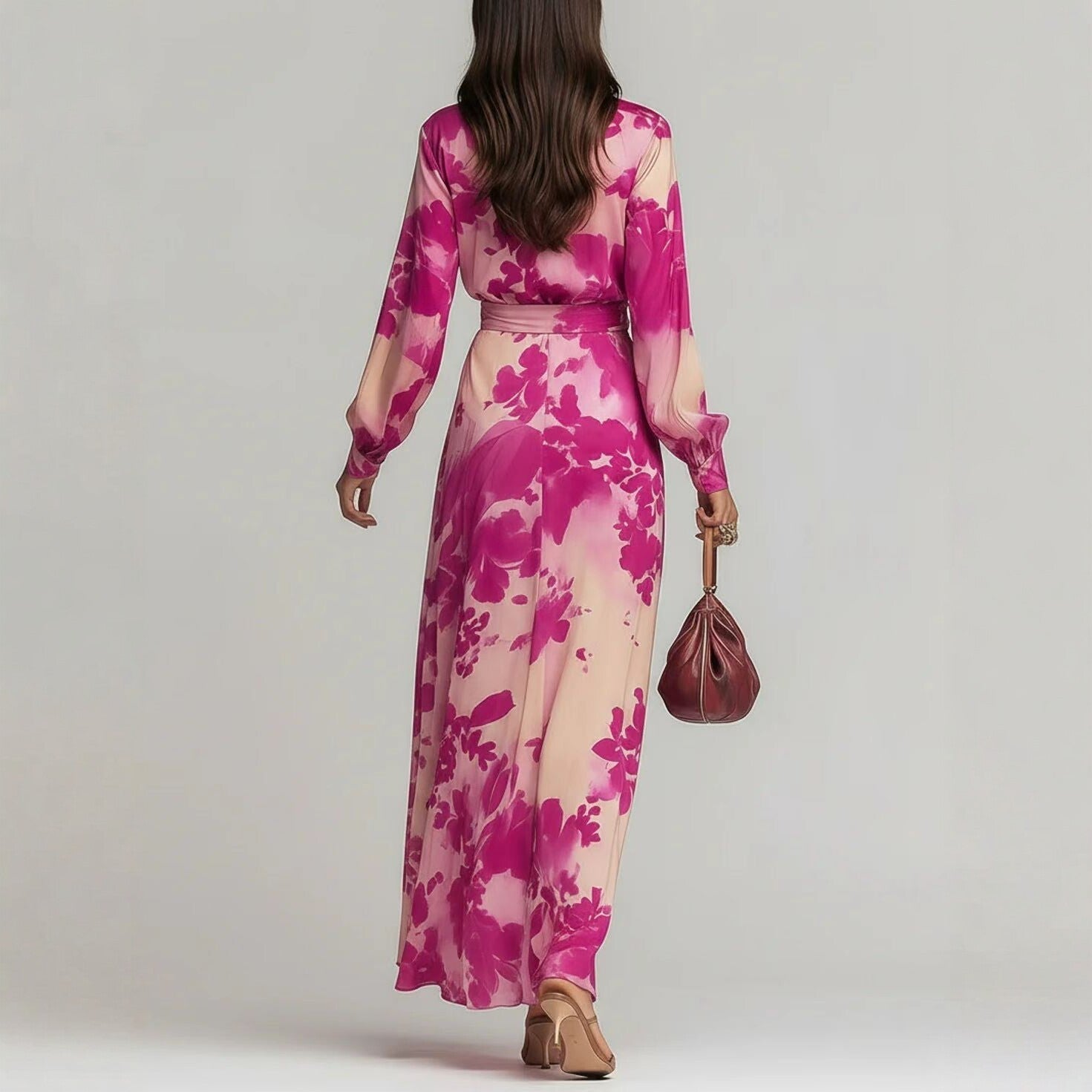 Floral Print Chiffon Tie-Up Maxi Dress - Romantic Fairy Dress