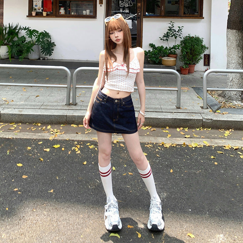 Women's Classic Denim Mini Skirt - Dark Wash Versatile Summer - Image 3