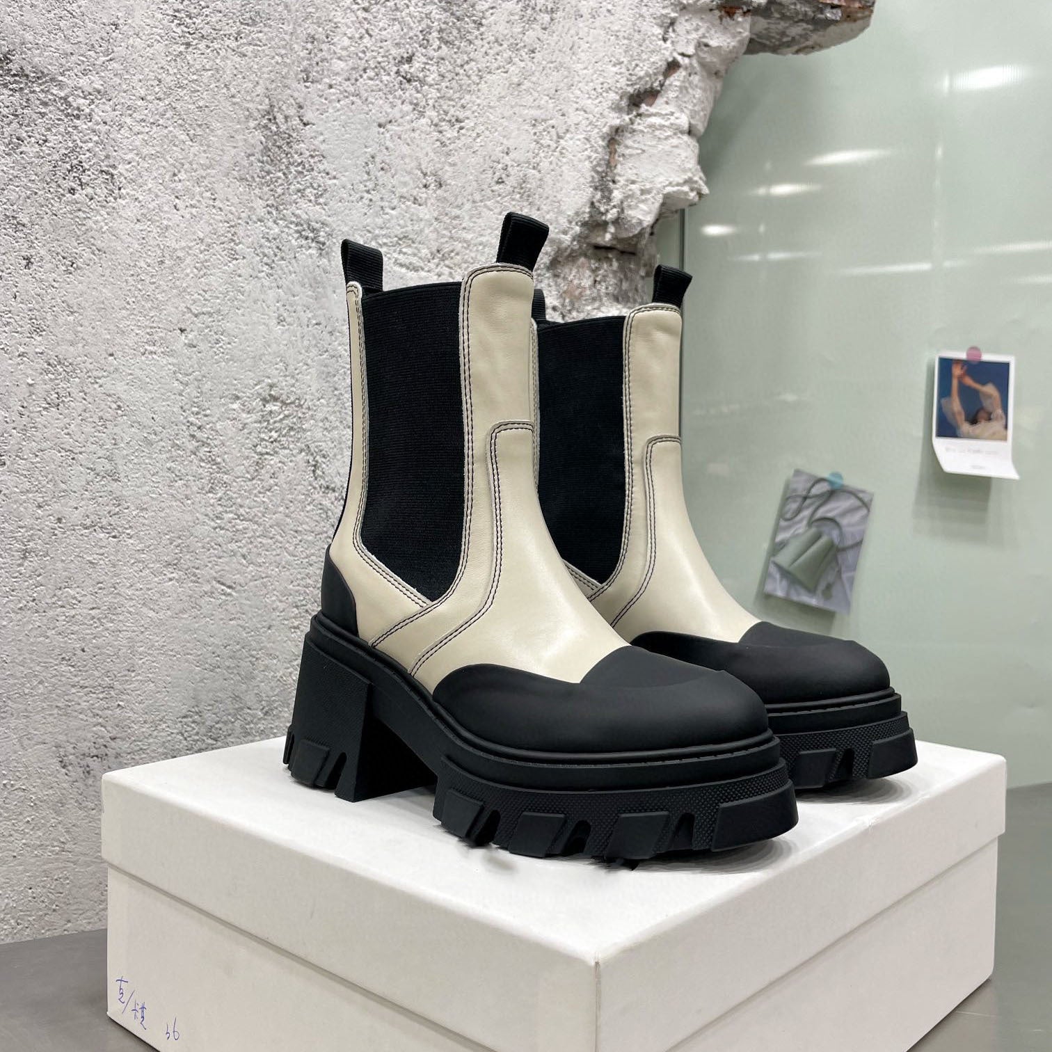 Women's Black Platform Chelsea Boots - Height Increasing Style - Image 3