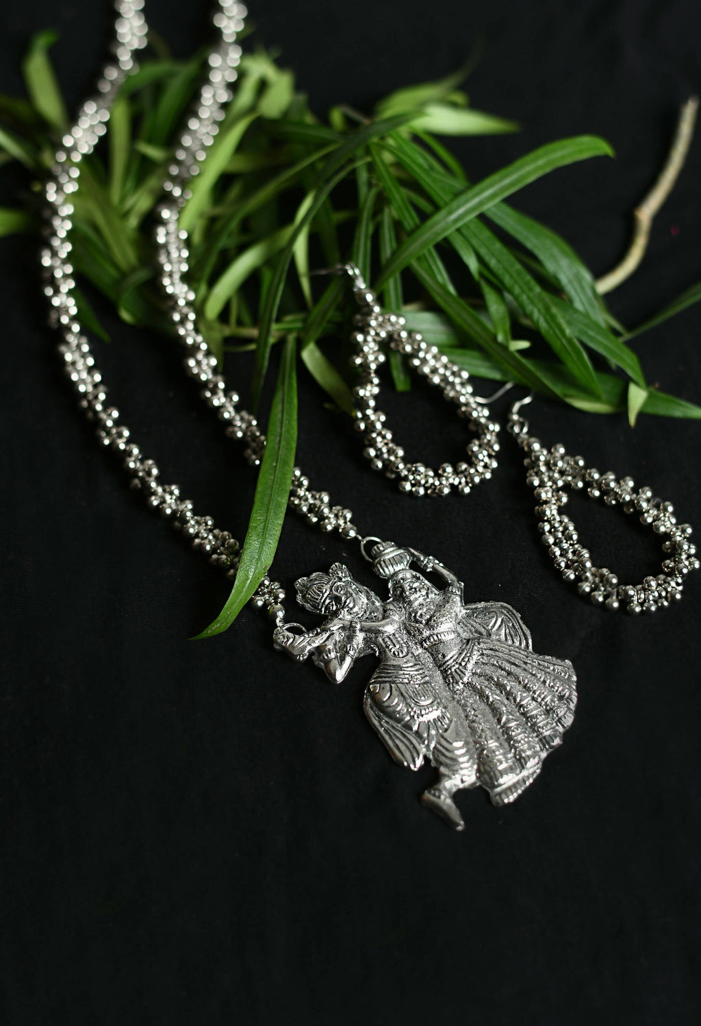 Radha Kishan Oxidised Silver-Plated Long Necklace for Women
