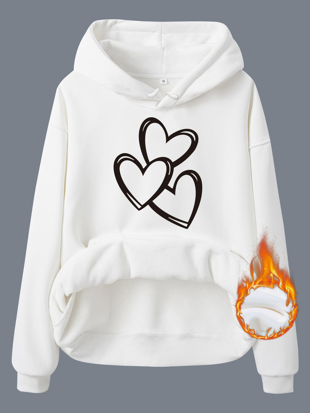 Women's Heart Graphic Fleece Hoodie Casual Street Style Pullover