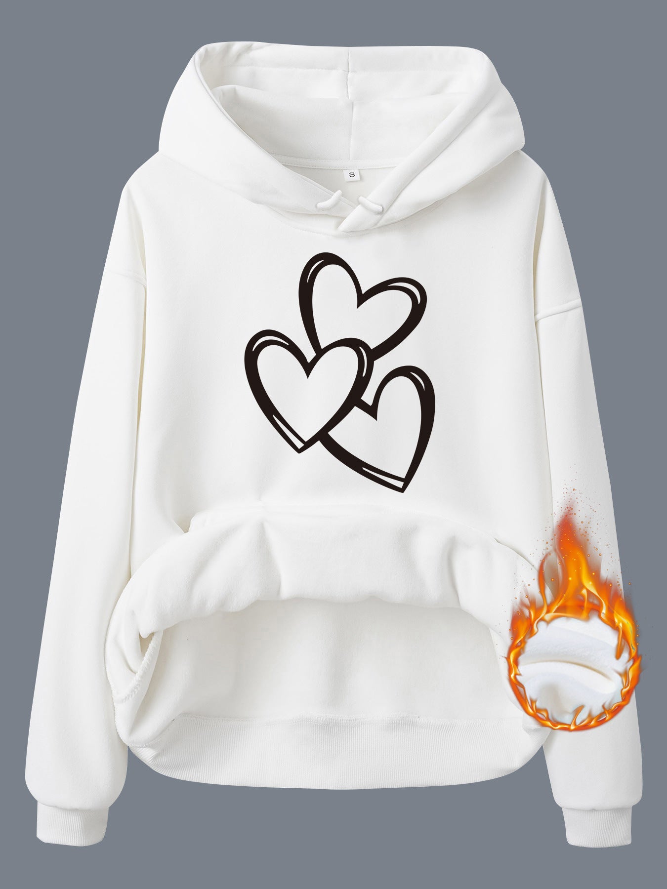Women's Heart Graphic Fleece Hoodie Casual Street Style Pullover