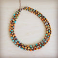 Triple Strand Layered Boho Sunrise Regalite Necklace 264o