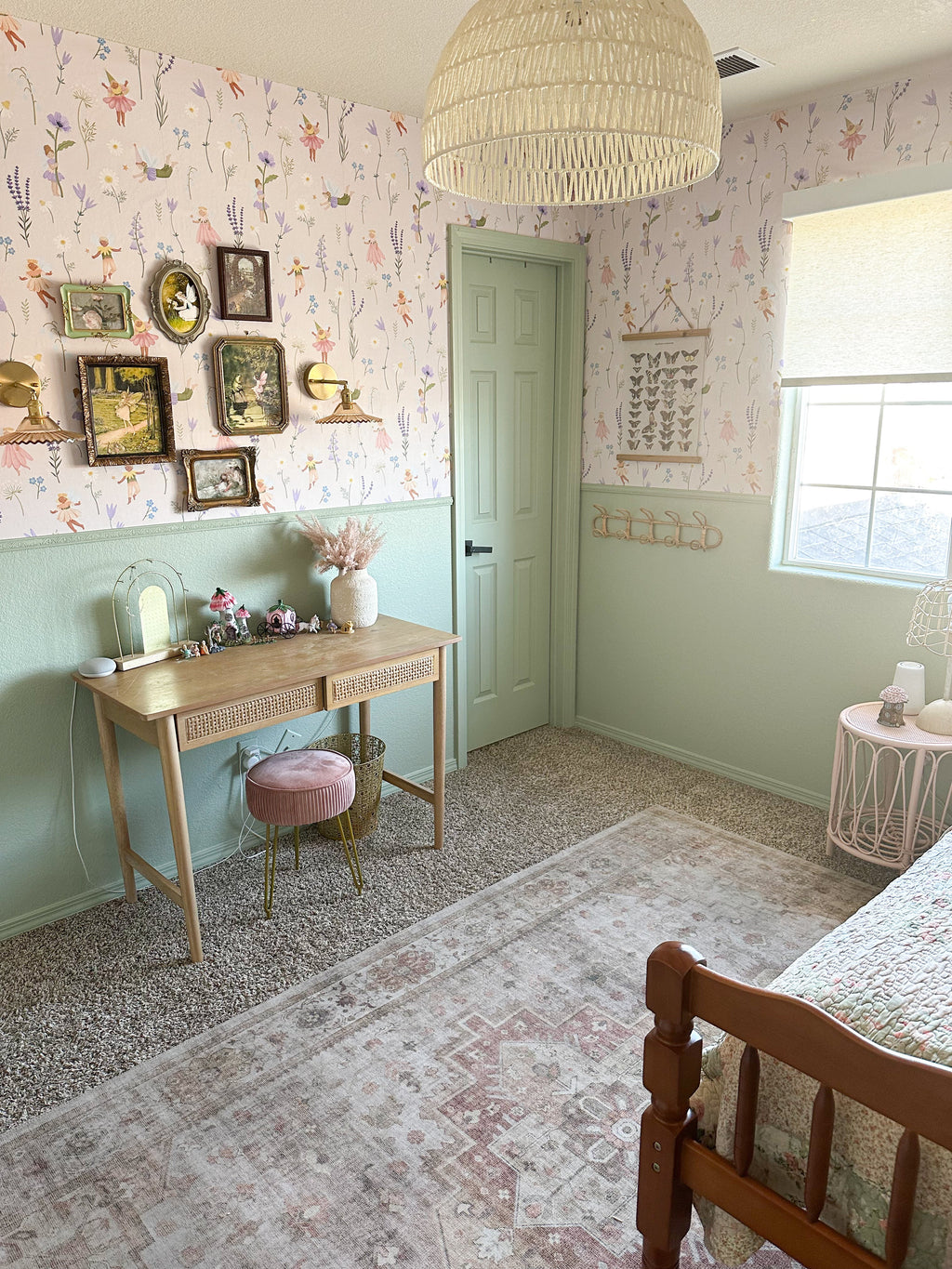 Iridessa Floral Removable Wallpaper in Pink, Lavender & Green