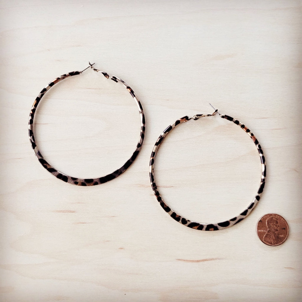 Extra Large Stainless Steel Leopard Hoop Earrings 219cd