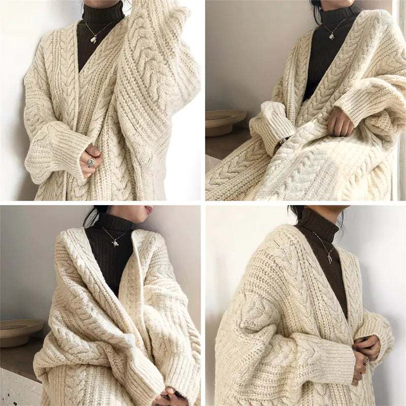 Women's Thick Knitted Long Sweater Coat for Fall/Winter
