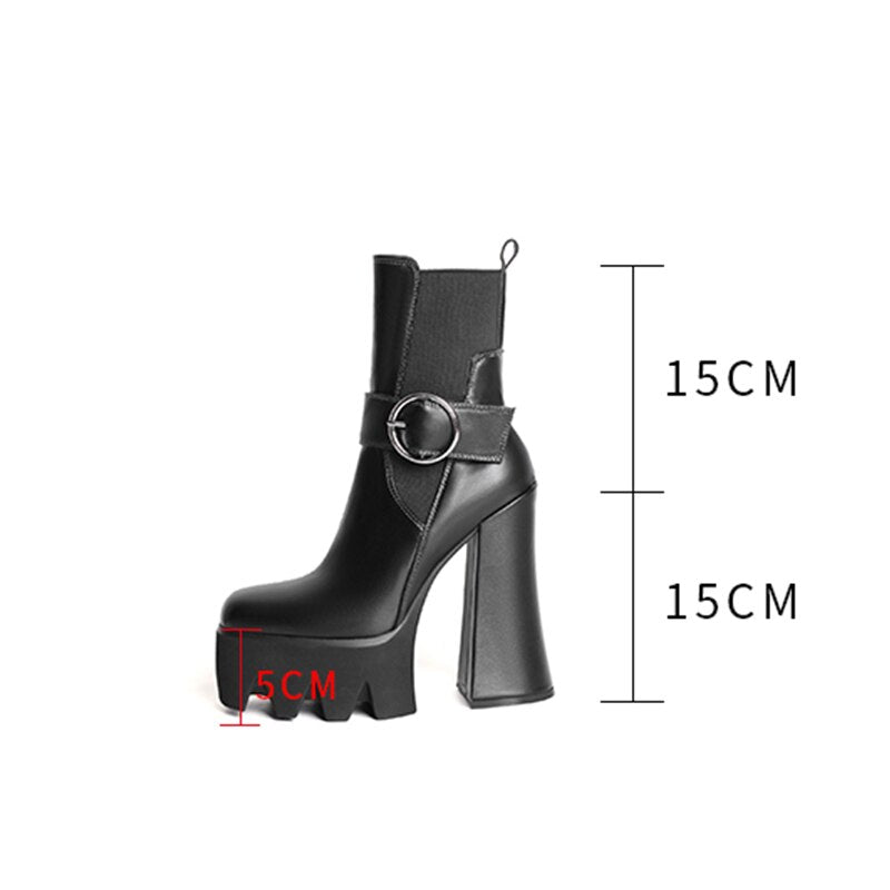 Women's Neon Green Platform Ankle Boots with Chunky Heels - Image 5
