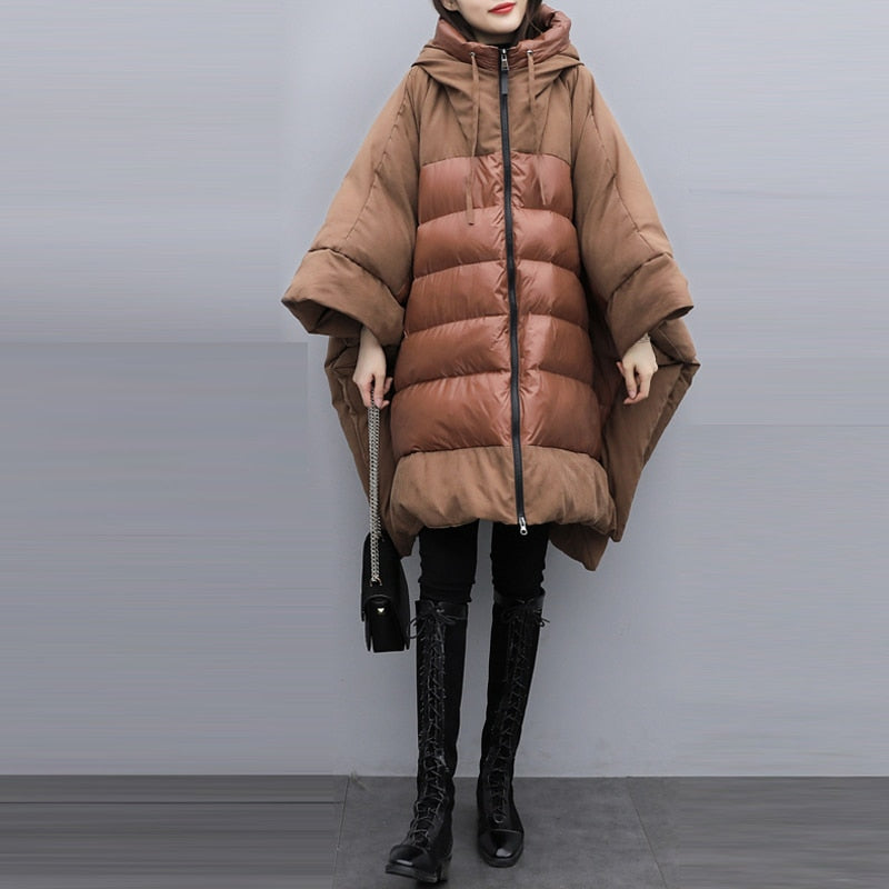 Women's Thickened Brown Bat-Sleeve Cloak Jacket Harajuku Style - Image 2