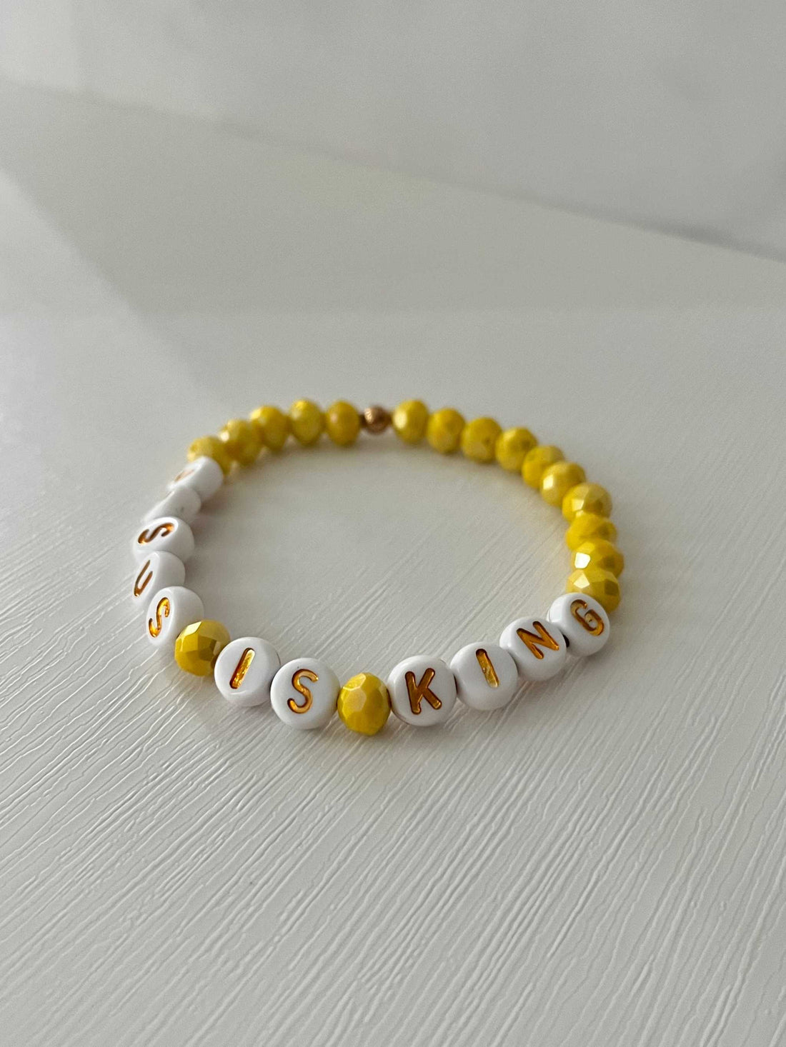 Jesus Is King Bead Bracelet – Vibrant Yellow Faith Jewelry