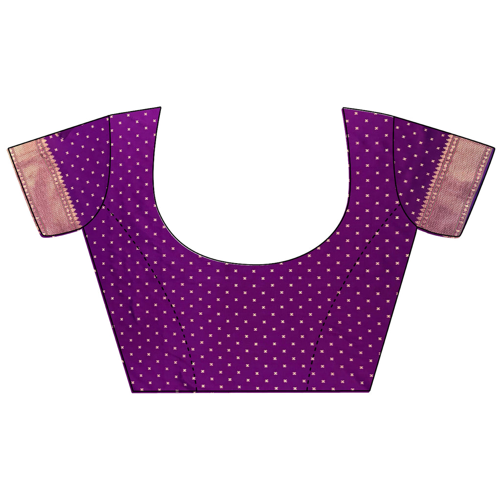 Purple Butti Woven Soft Lichi Silk Paithani Saree with Blouse