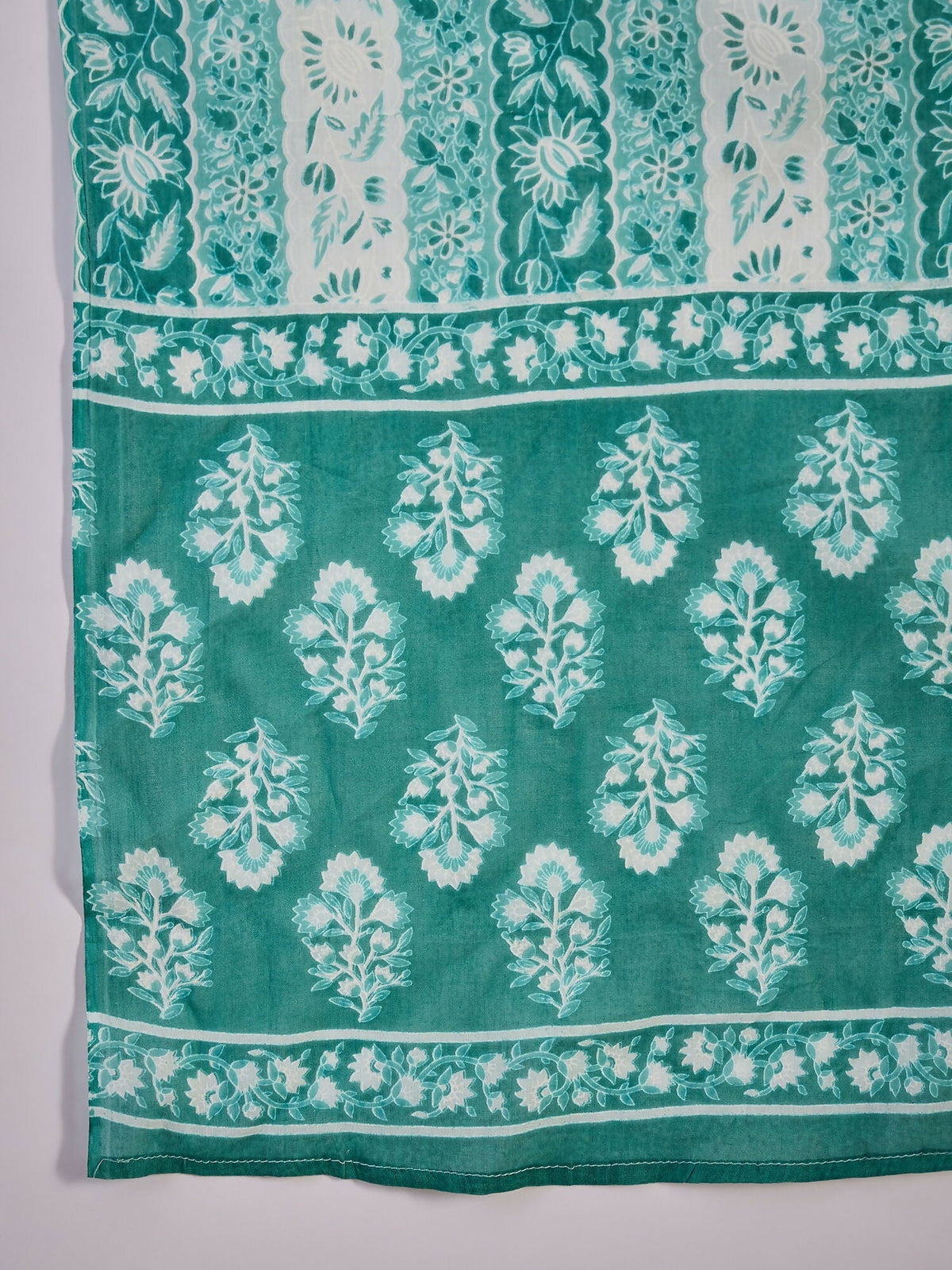 Teal Printed Pure Cotton Kurta Set for Women