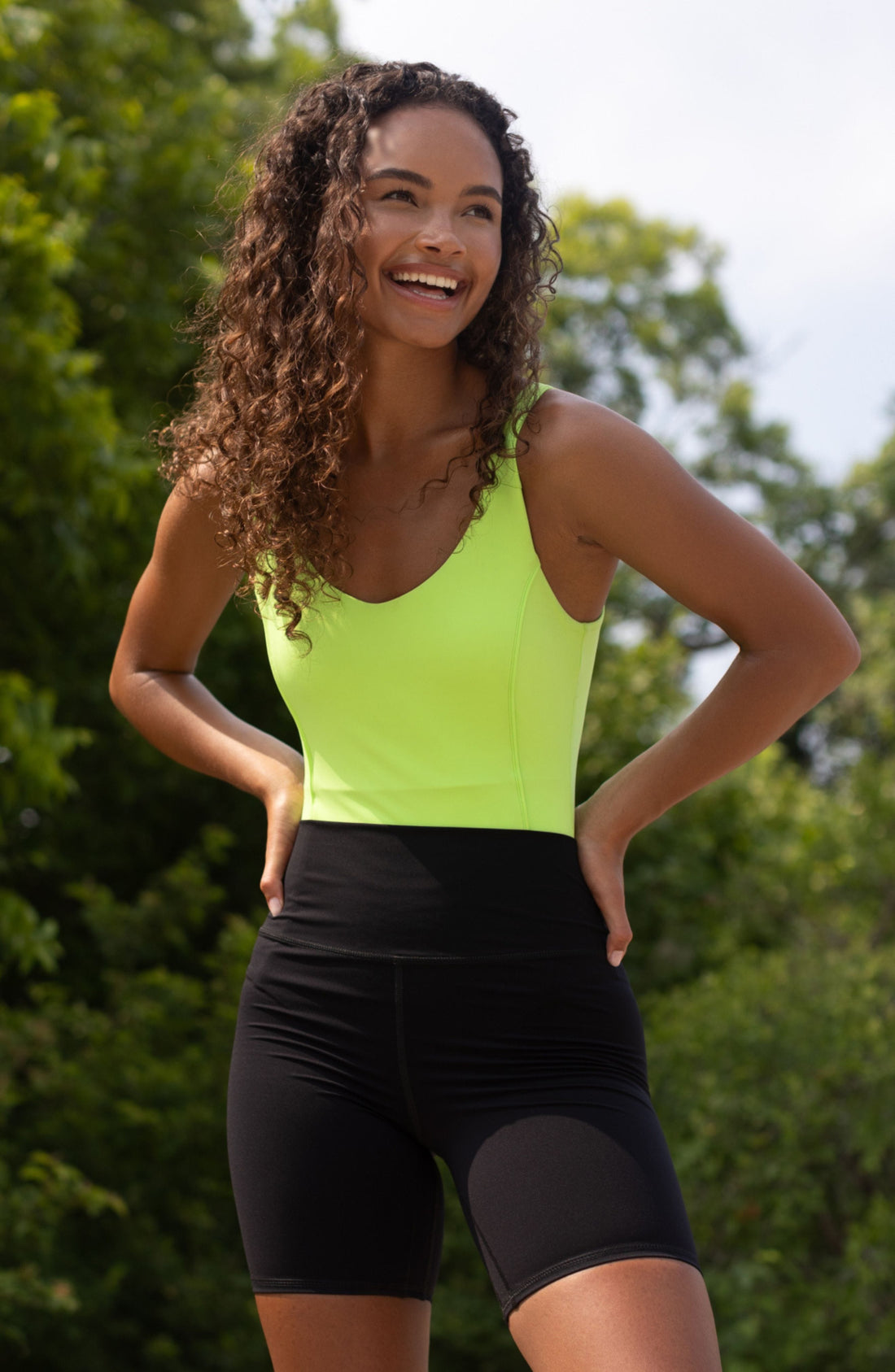 Riviera Bodysuit Sporty Minimalist Neon-Yellow Chartreuse Top