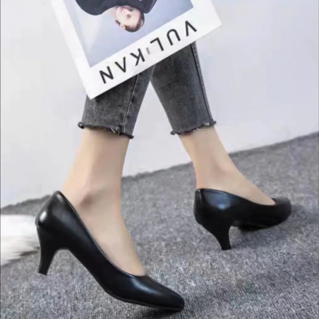 Women's Pointed Toe Flat Shoes in Black or Nude Work Shoes - Image 15
