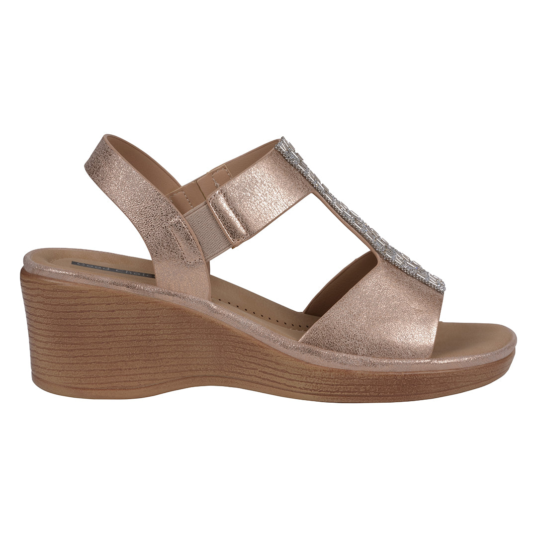 Women's Elissa Rose Gold Embellished Wedge Sandals