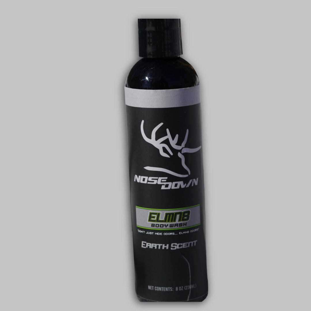 ELMN8 Body Wash 8oz bottle with black, white, and neon green packaging