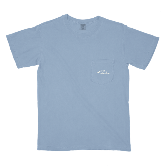 Puppy Tee in Washed Denim Blue Unisex Cotton Outdoor Graphic Shirt