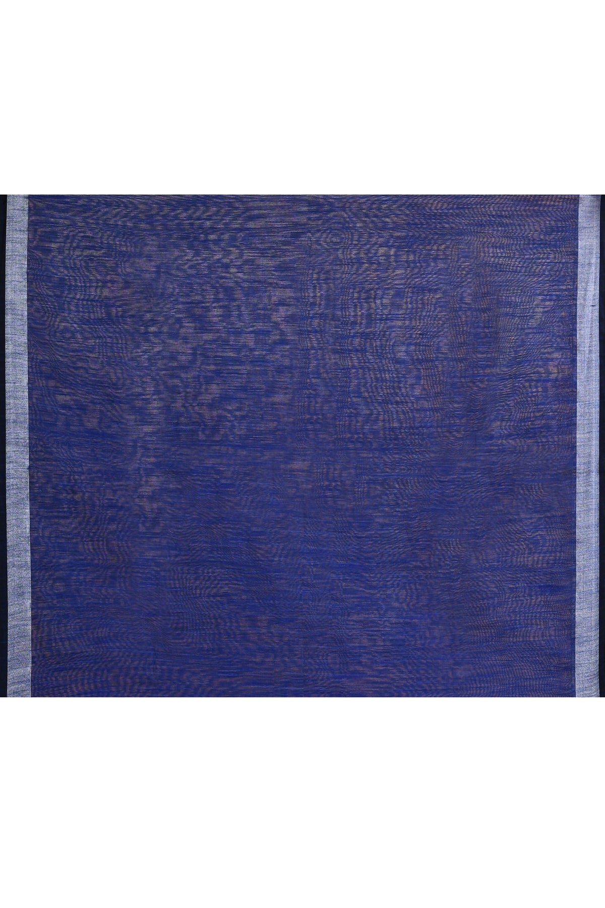 Royal Blue Embellished Cotton Blend Saree with Zari Border