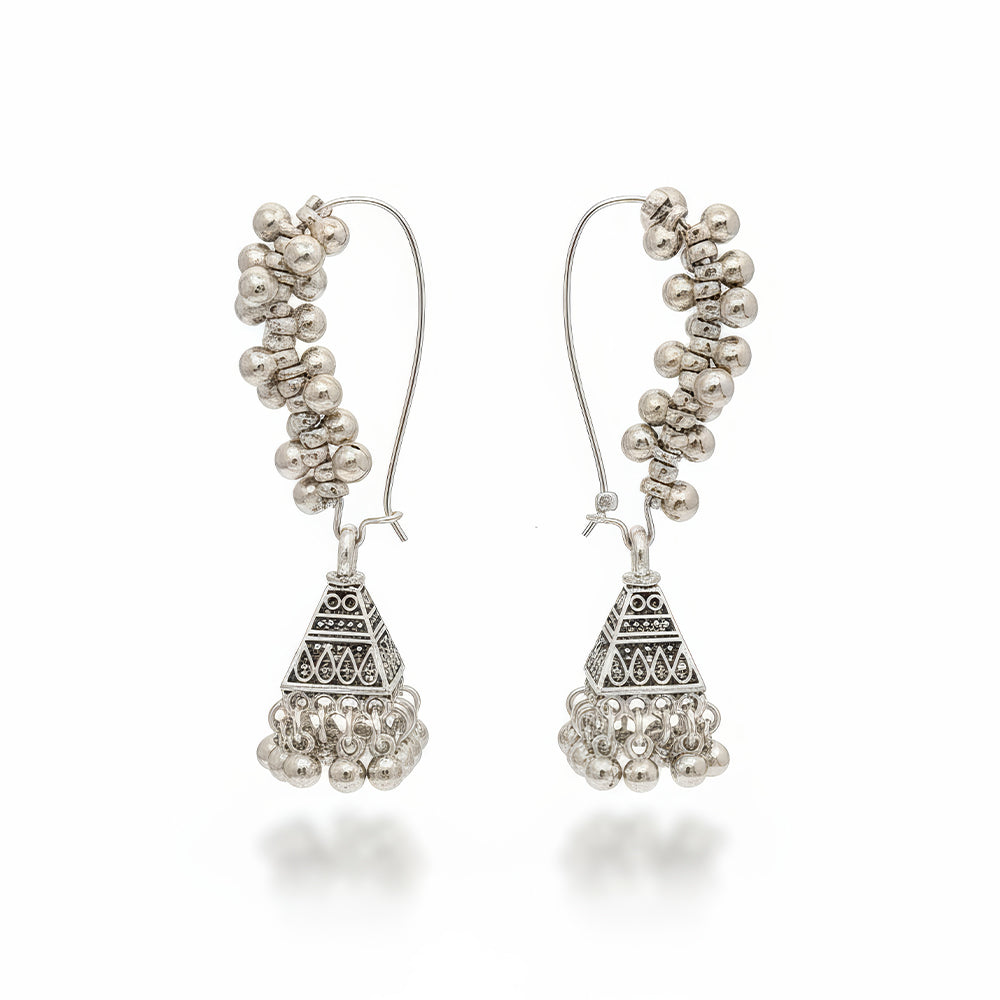 Antique Style Oxidized Silver Polish Earrings for Girls