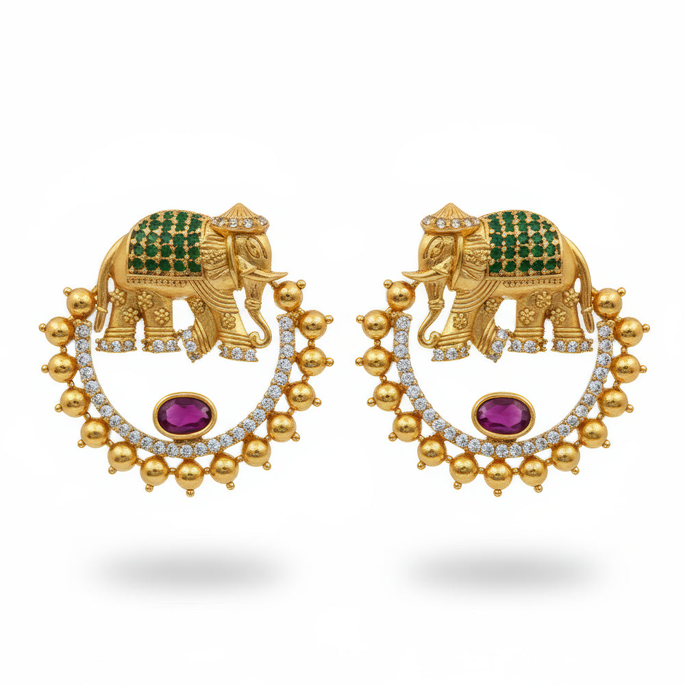 Kemp Stone Matte Gold Polish Traditional Earrings