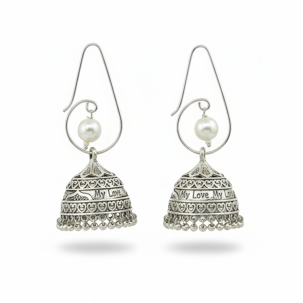 Designer Oxidized Silver Earrings for Girls Festive Jewelry