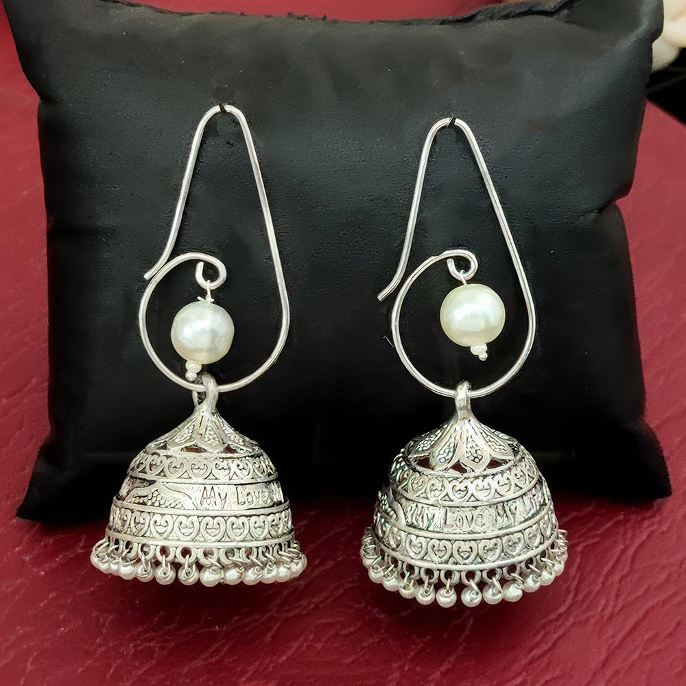 Beautifully detailed designer oxidized silver earrings for girls, perfect for ethnic festivals.
