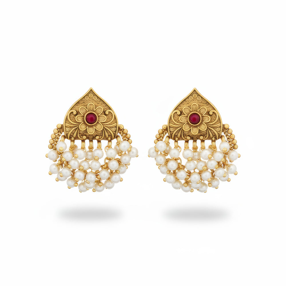 Elegant Antique Gold Plated Statement Earrings for Women