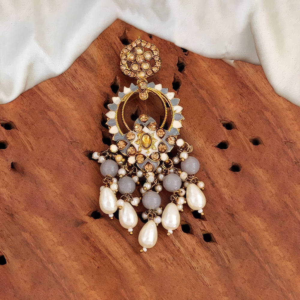 Designer Mehendi Polish Antique Earrings for Festive Party Wear