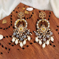 Designer Mehendi polish antique earrings with intricate patterns for traditional party wear