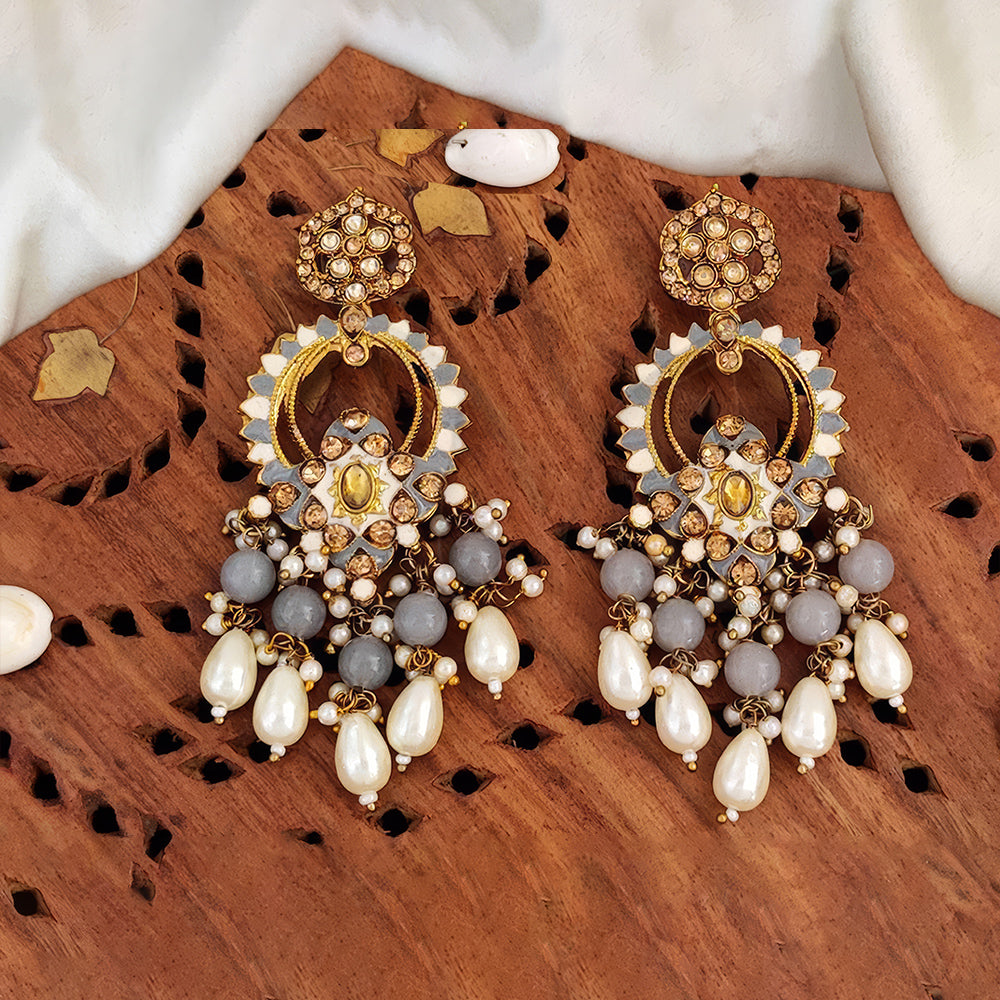 Designer Mehendi polish antique earrings with intricate patterns for traditional party wear