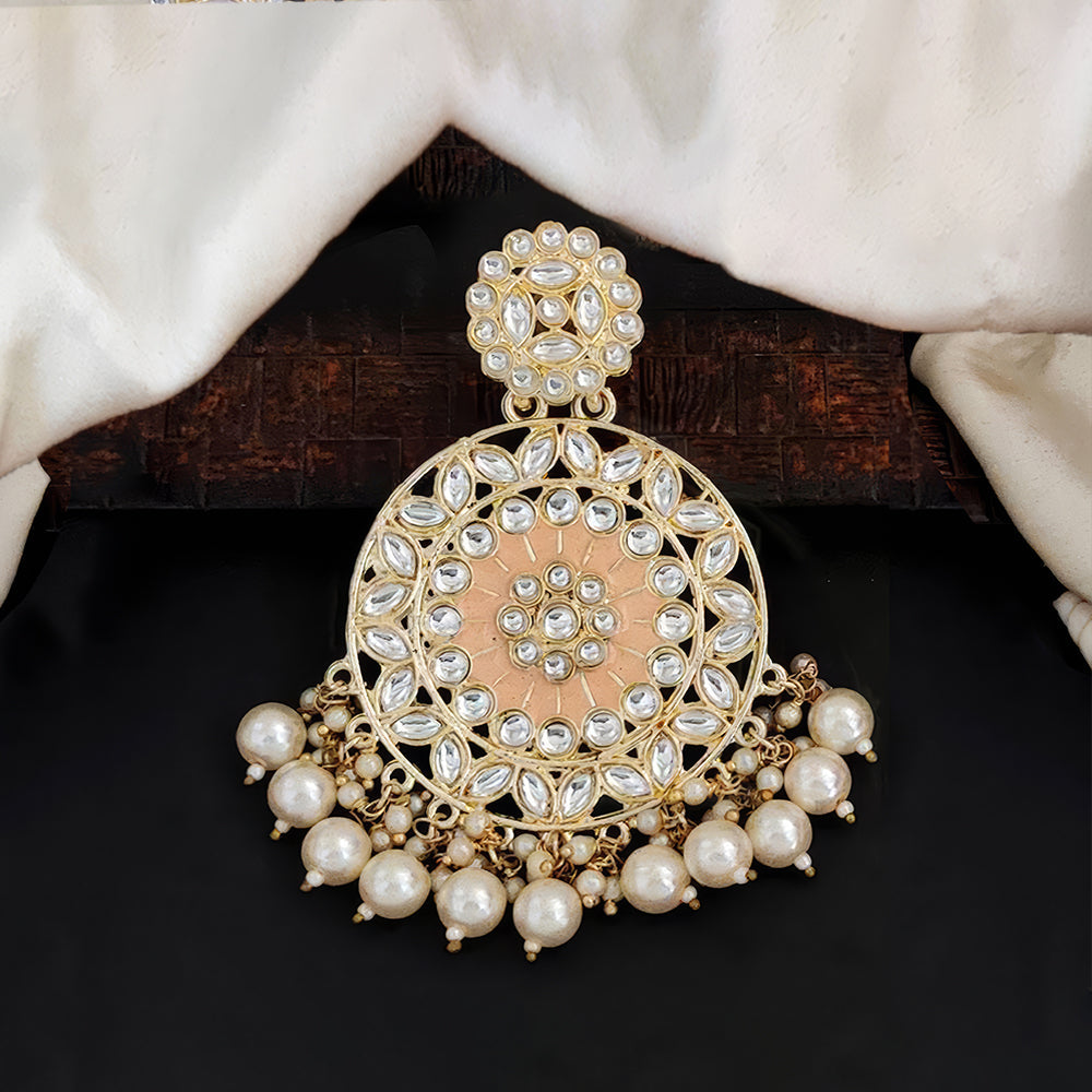 Antique High Gold Earrings with Clustered Pearls for Traditional Wear