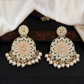 Traditional antique high gold earrings adorned with elegant clustered pearls for women