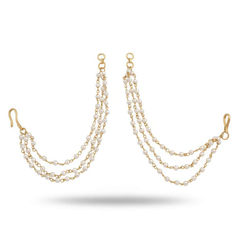 Triple Layer Antique Earrings with Pearl Accents
