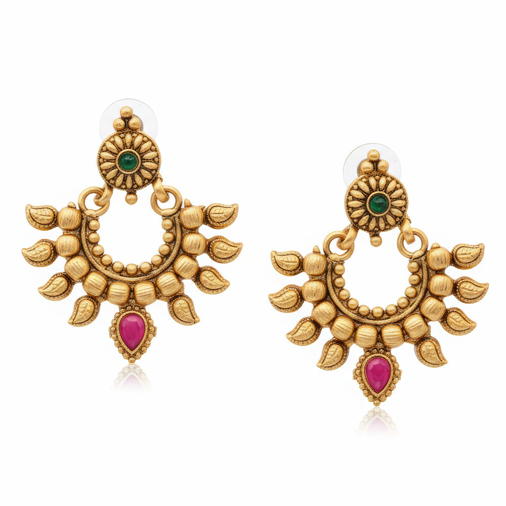 Gold-Plated Statement Earrings with Sparkling Stone Embellishments