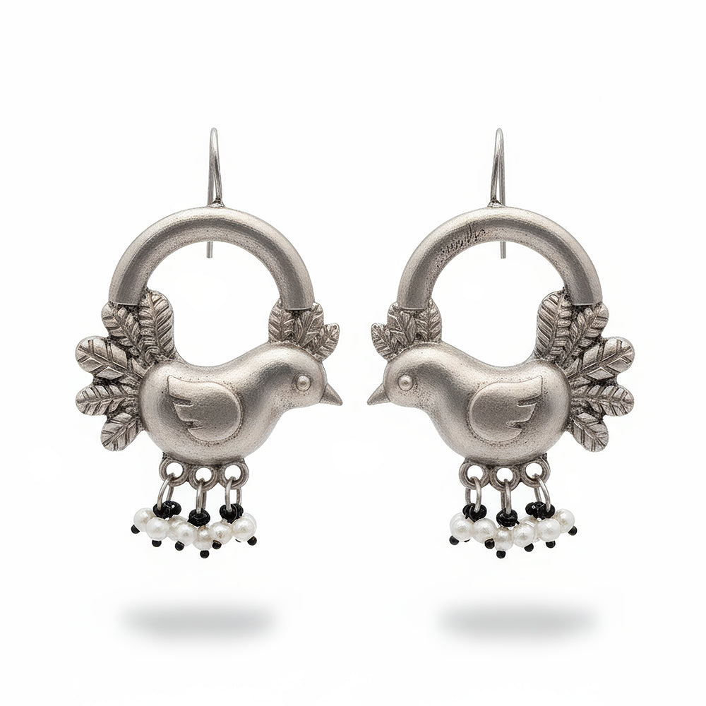 Bohemian Oxidized Silver Dangler Jhumka Earrings for Women