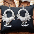 Designer bohemian style oxidized silver dangler jhumka earrings