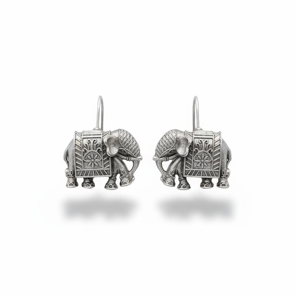 Oxidized Silver Jhumka Dangler Earrings for Ethnic Wedding Wear