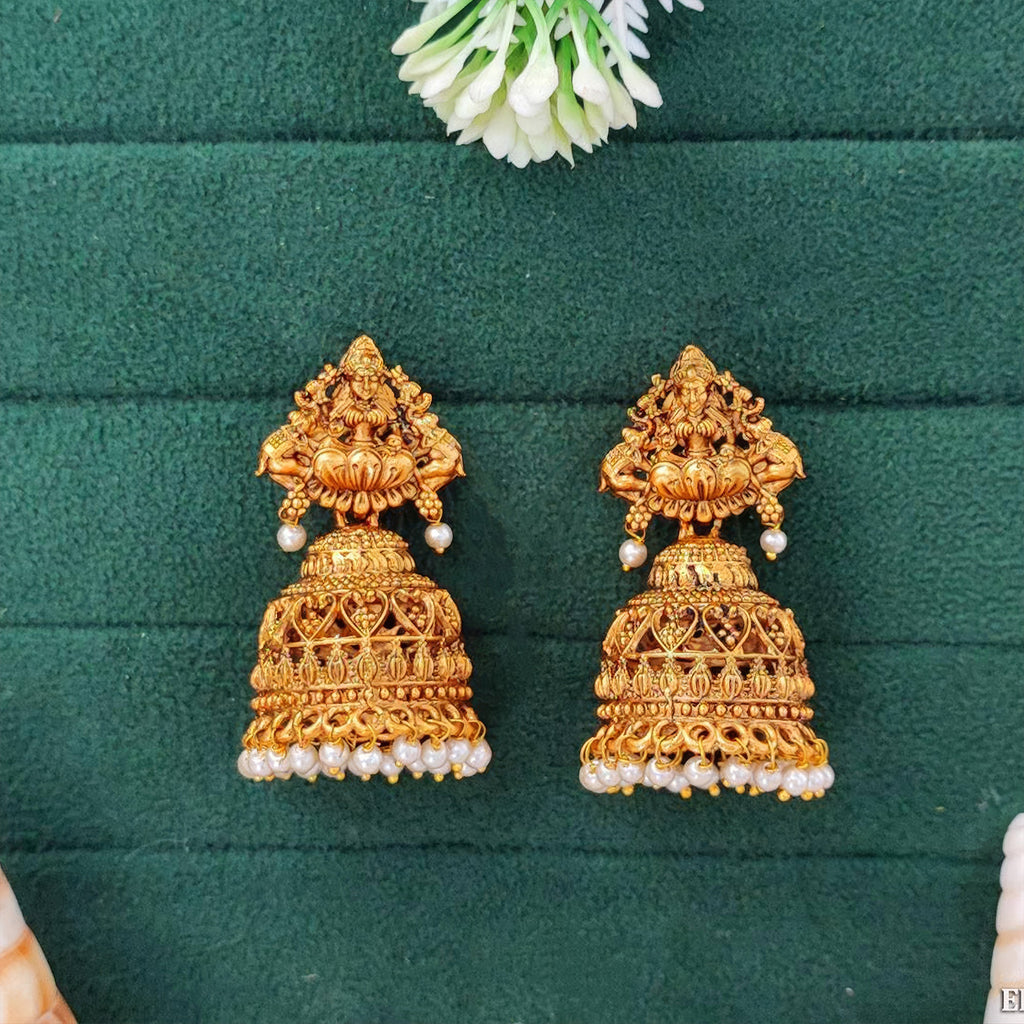 Antique God Lakshmi Jhumka Earrings for Festive Kids Wear