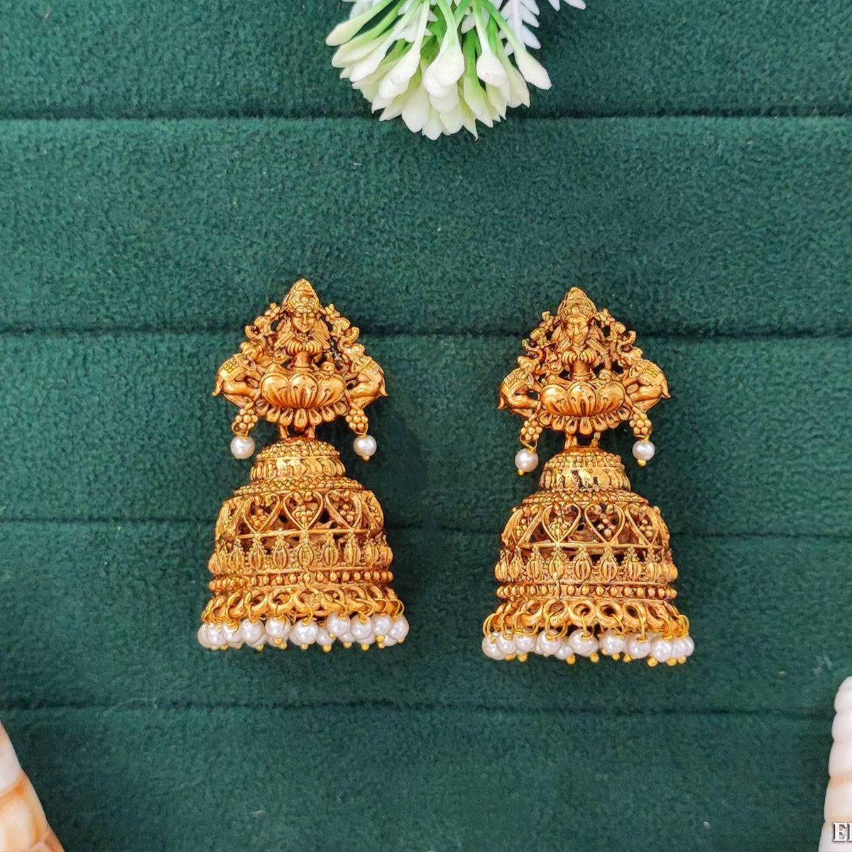 Antique God Lakshmi Jhumka Earrings for Festive Kids Wear