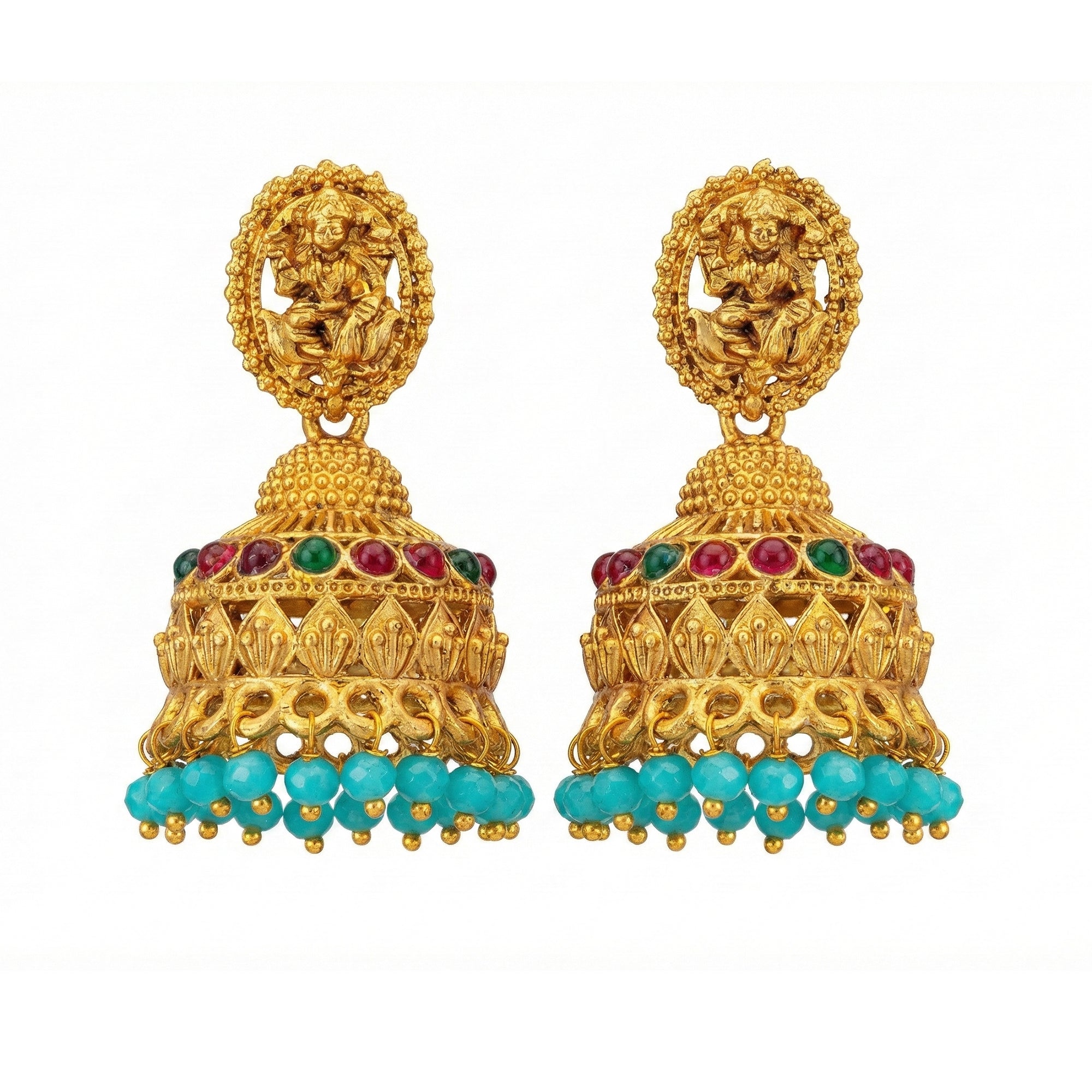 Antique gold finish Rajwadi Temple designer jhumka earrings for women and girls