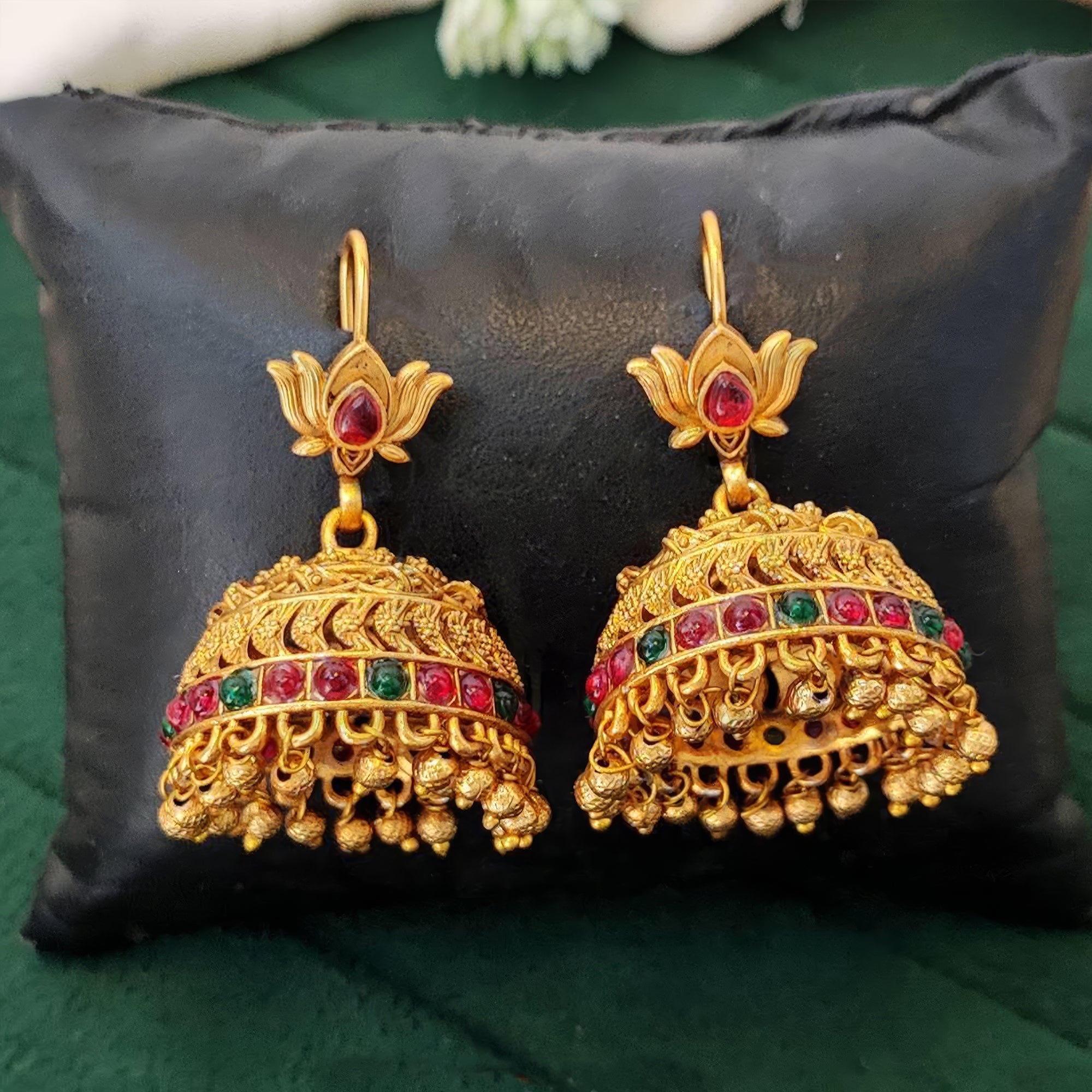 Antique Rajwadi Lotus Jhumka Earrings for Women and Girls
