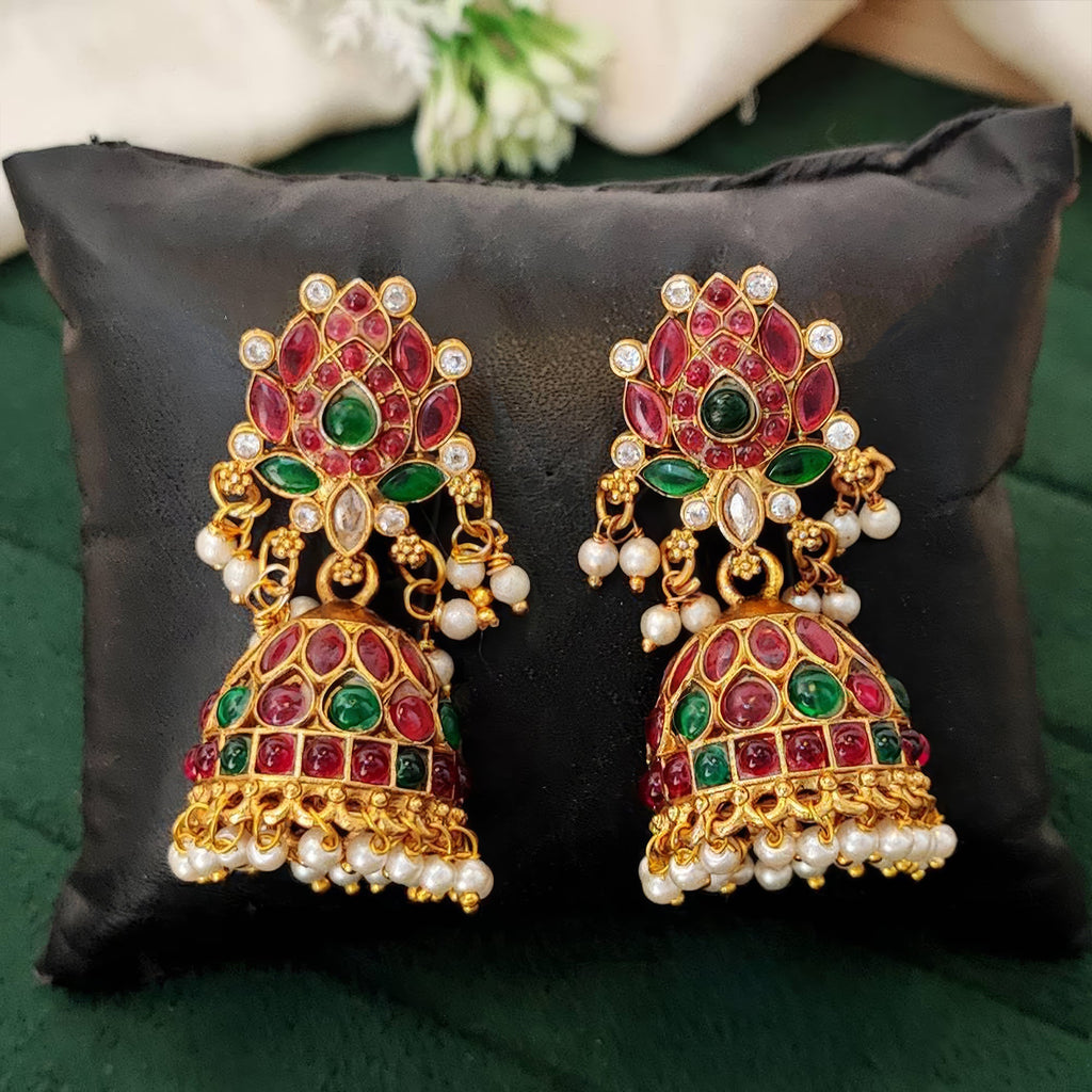Traditional Rajwadi Lotus Design Jhumka Earrings for Kids