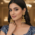 Temple Designer Jhumka Earrings with Clustered Pearls