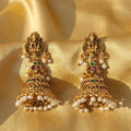 Traditional Rajwadi Pearl Temple Jhumka Earrings for Kids