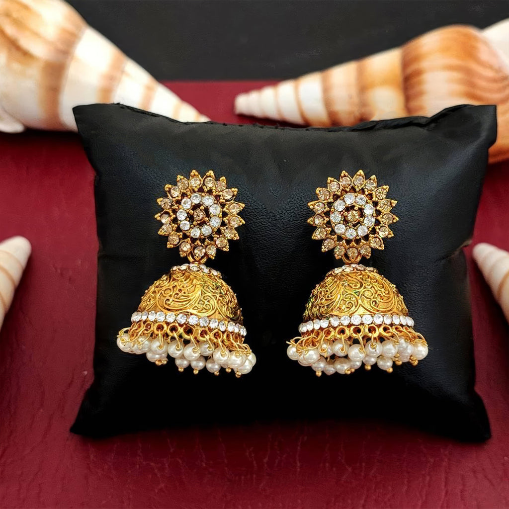 Sunflower Bell Style Antique Jhumka Earrings for Little Girls