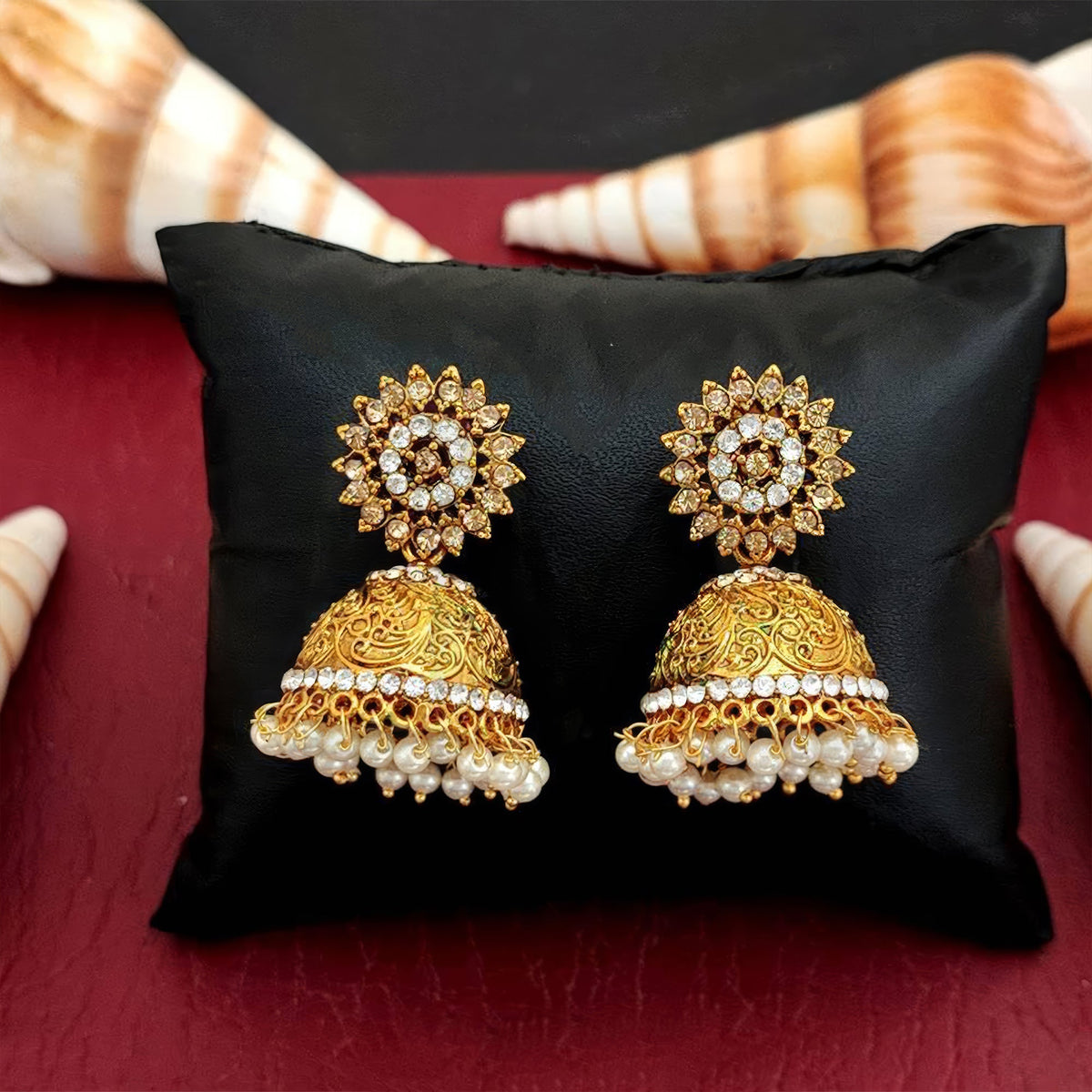 Sunflower Bell Style Antique Jhumka Earrings for Little Girls