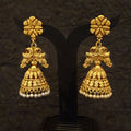 Classic dual peacock design jhumki earrings with a gold-tone finish.