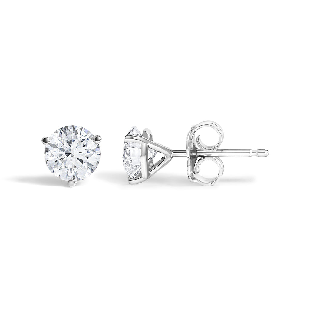 14K White Gold 1.00 Cttw Lab Grown Diamond Martini Set Round Solitaire Stud Earrings
