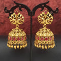 Elegant designer matte gold polish earrings for women styled for party wear